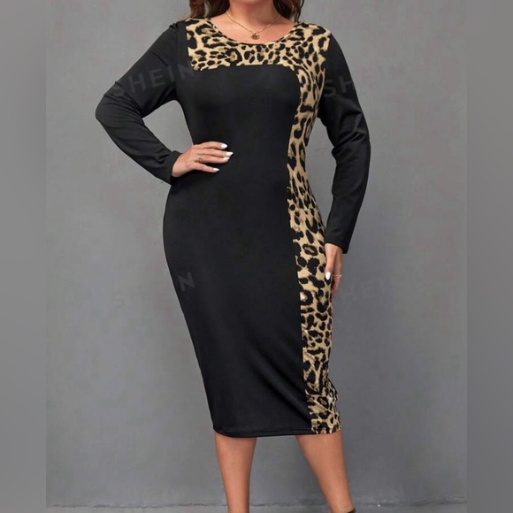 SHEIN Clasi Plus Leopard Print Bodycon Dress 4X - Picture 5 of 5